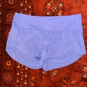 High Rise Lululemon Running Shorts in Powder Blue